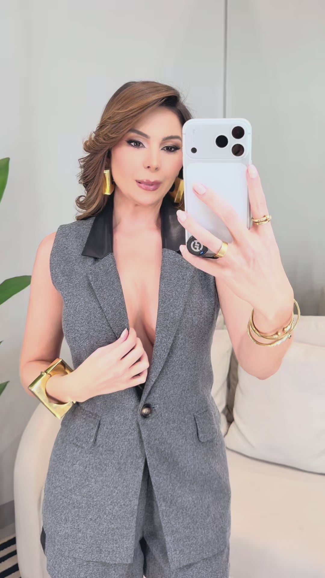 Conjunto Colete e Short Brenda - Cinza Prata
